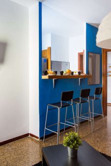 Design of living room kitchen with decoration