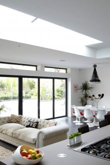 Design living room kitchen with panoramic window