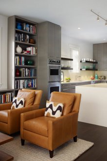 Design living room kitchen with shelves