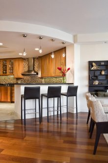 Half-round living room kitchen design