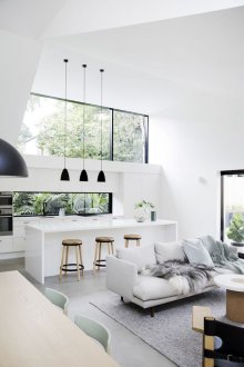 Spacious living room kitchen design