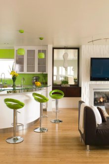 Corner living room kitchen design