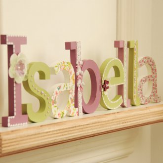 Decor for children in wooden letters