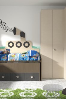 Decor for a boy’s room with brown furniture