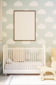 The decor of the children's room with wallpaper