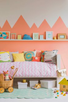 Peach color kids room decor