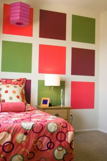 The decor of the children's room is multi-colored.