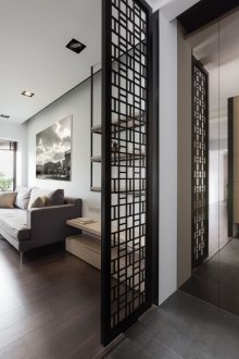 Japanese-style studio apartment with a partition