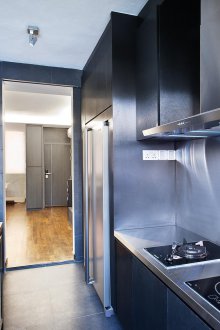High-tech studio apartment with kitchen