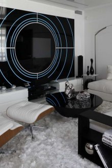 High-tech one-room apartment monochrome