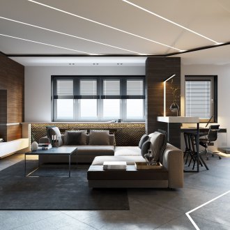 High-tech studio apartment brown