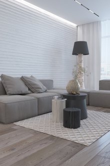 Minimalism one-room apartment gray