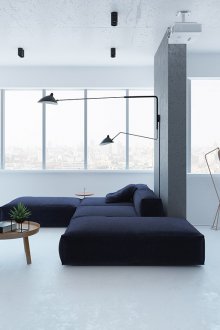 Minimalism studio apartment black and white