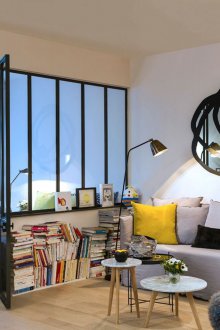 One-room apartment with a partition in the Art Nouveau style