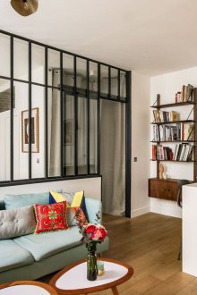 One-room apartment in a modern style bright