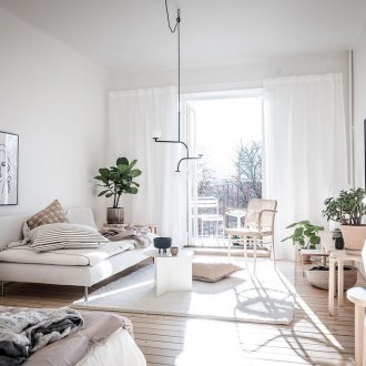 Studio apartment in Scandinavian style white