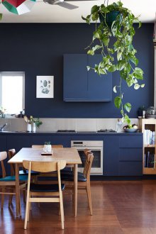 Scandinavian-style studio apartment blue