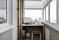 Workplace of a house with a balcony