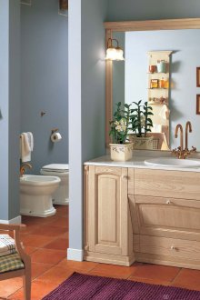 Bej ve mavi banyo