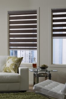Dark brown roman day-night curtains