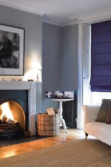 Blue roman curtains in the living room