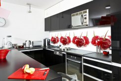 Glass kjøkkenforkle med kirsebær