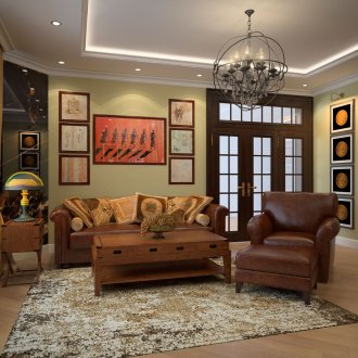 Colonial Brown Olive Living Room