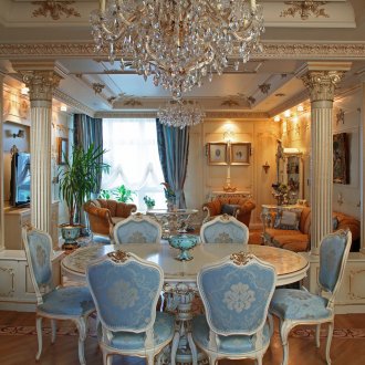 Empire tarzı kombine yemek ve oturma odası
